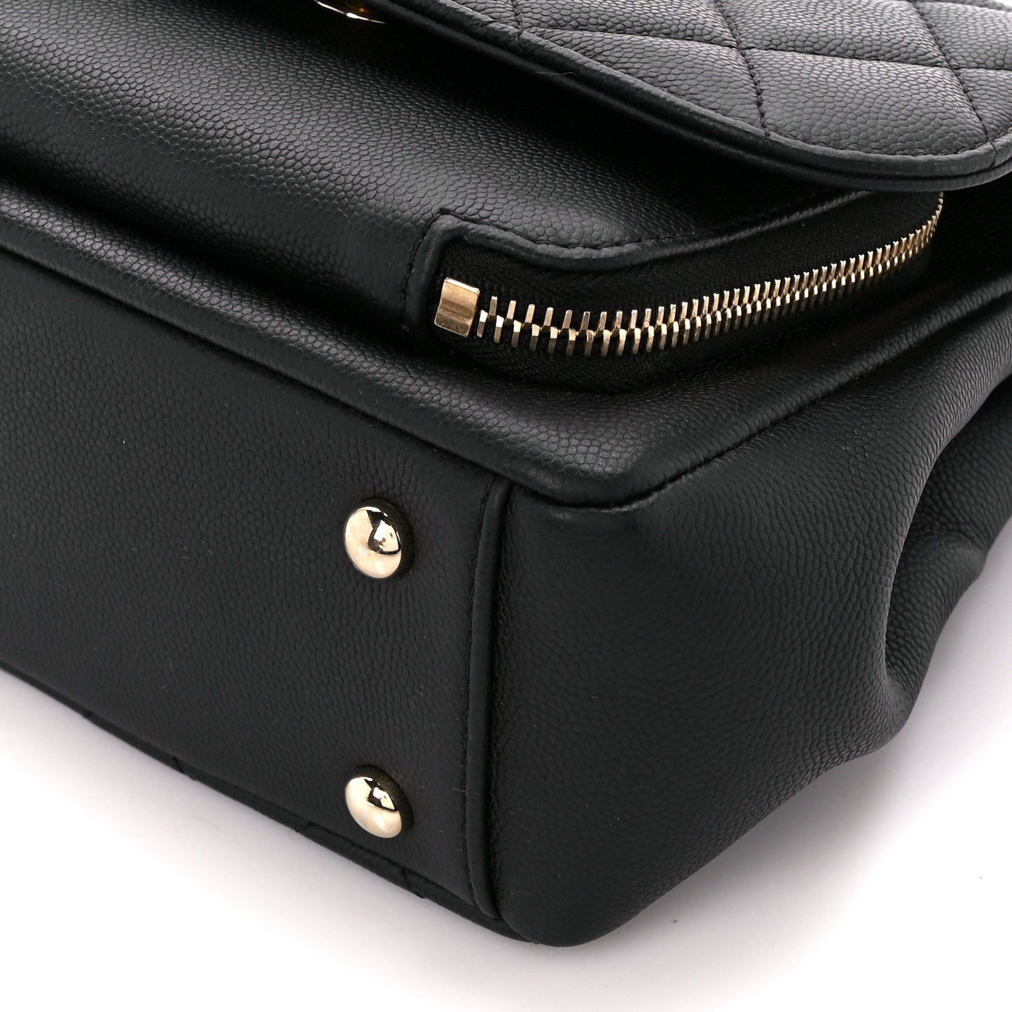 Caviar Quilted Small Business Affinity Flap Black