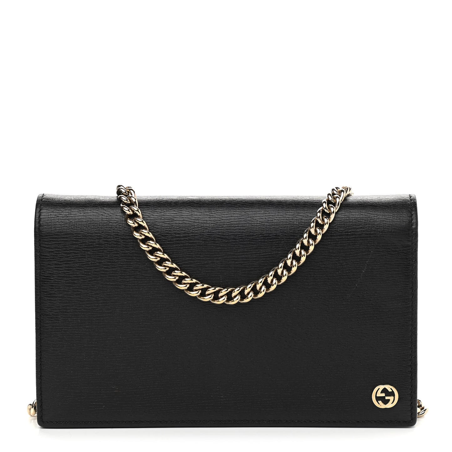 Textured Calfskin Medium Betty Chain Wallet Black