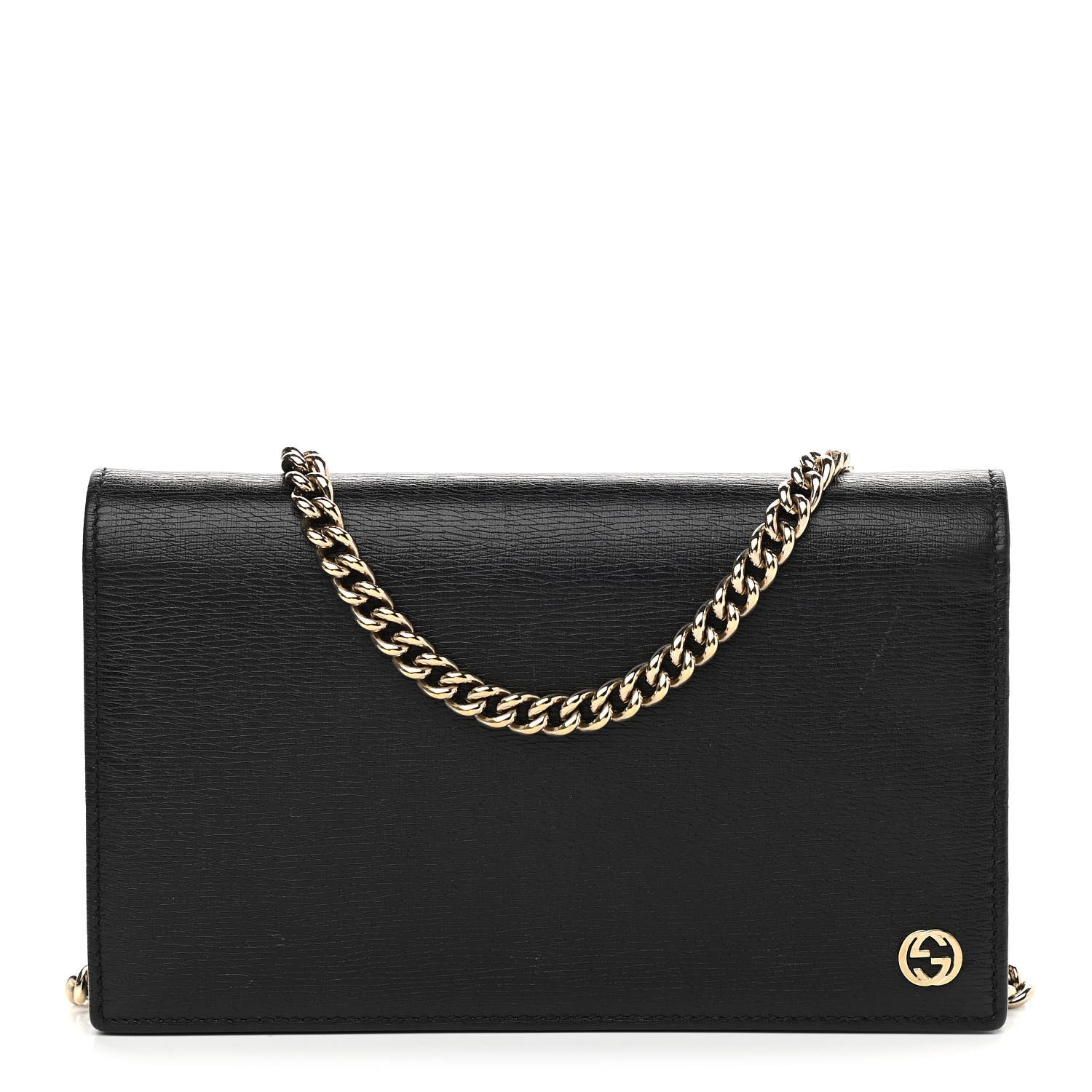 Gucci Textured Calfskin Medium Betty Chain Wallet Black 1 of 9