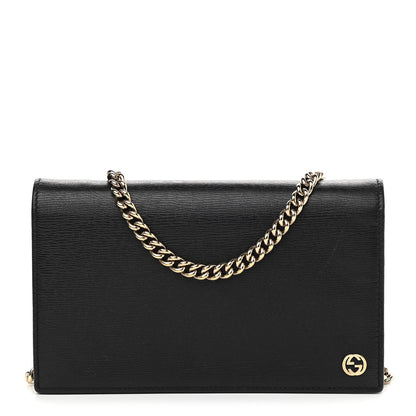Gucci Textured Calfskin Medium Betty Chain Wallet Black 1 of 9