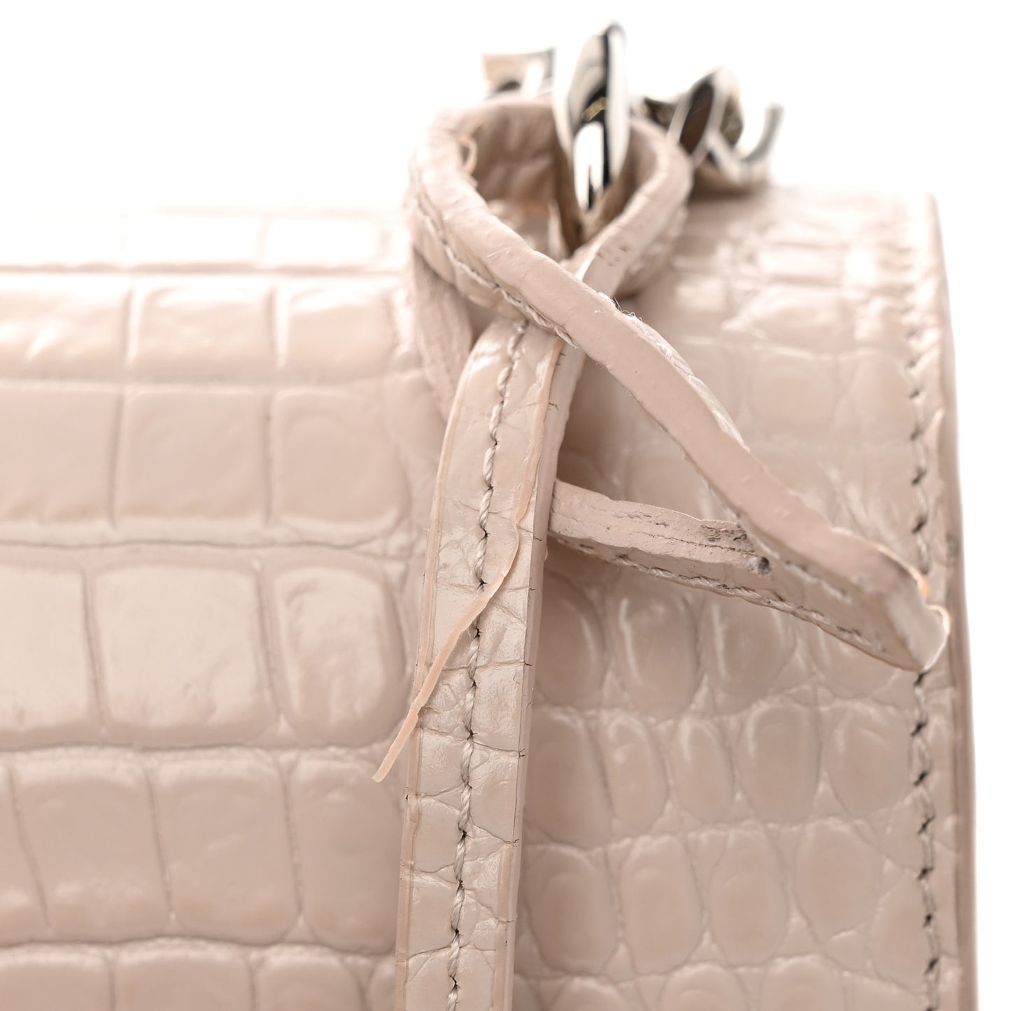 Calfskin Crocodile Embossed Medium Monogram Sunset Dark Beige