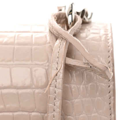 Saint Laurent Calfskin Crocodile Embossed Medium Monogram Sunset Dark Beige 17 of 30