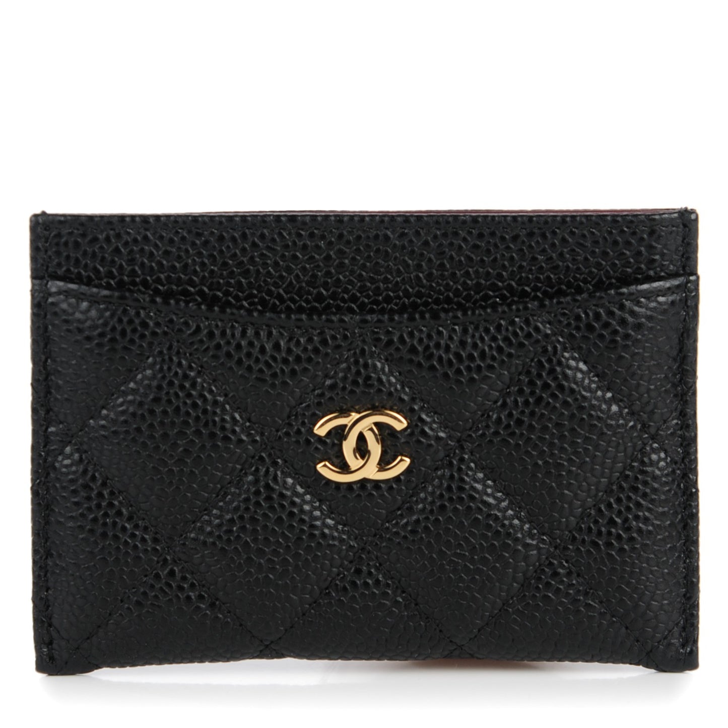 Caviar Quilted Card Holder Black