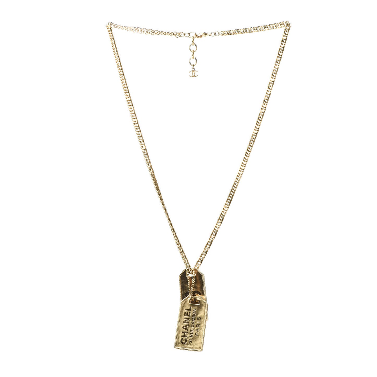 ID Dog Tag Charm Necklace Gold