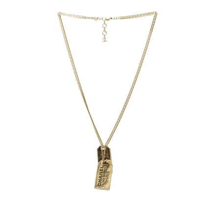 Chanel ID Dog Tag Charm Necklace Gold 3 of 6