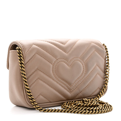 Gucci Calfskin Matelasse Super Mini GG Marmont Shoulder Bag Porcelain Rose 3 of 10
