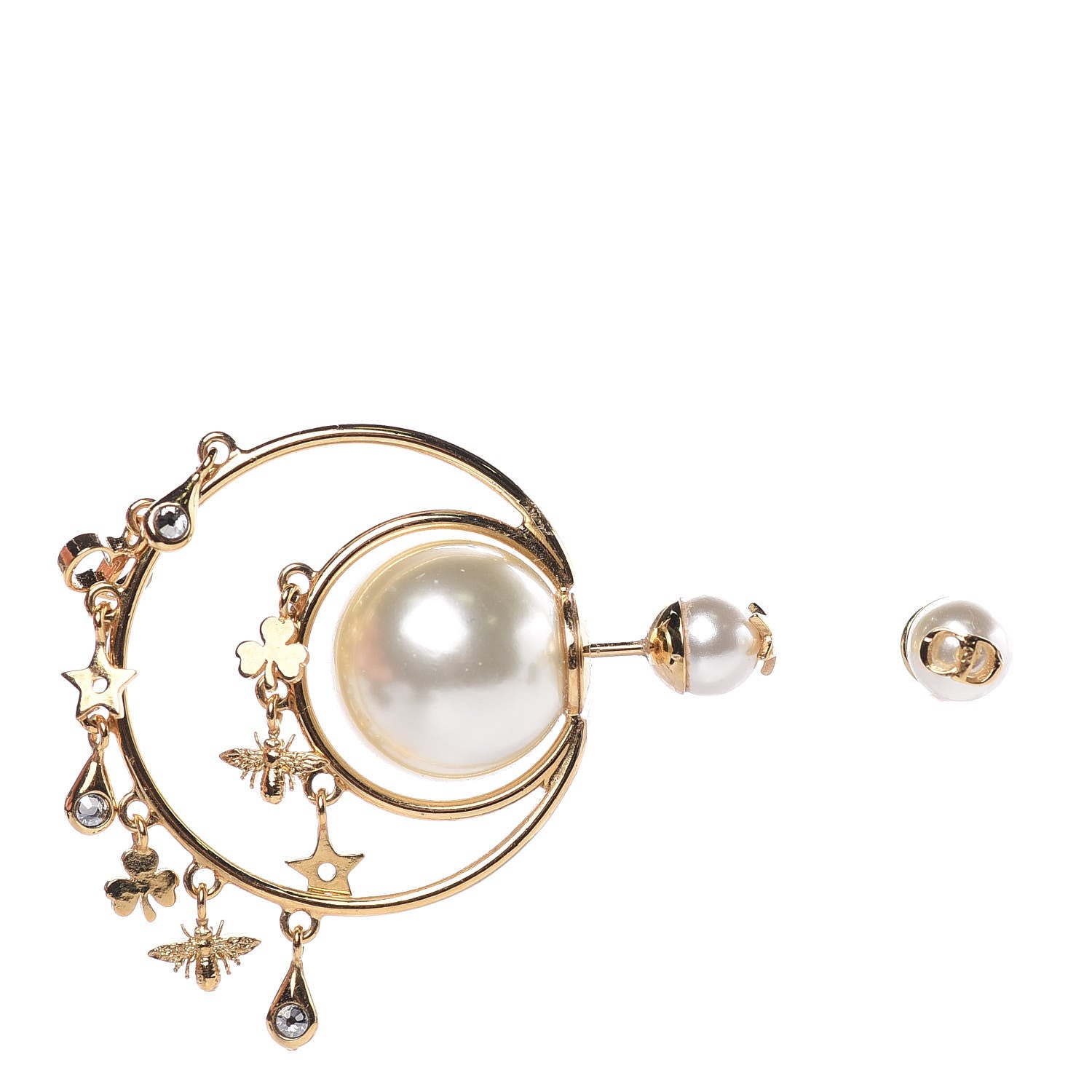 Christian Dior Pearl Tribales Earrings Gold 1 of 4