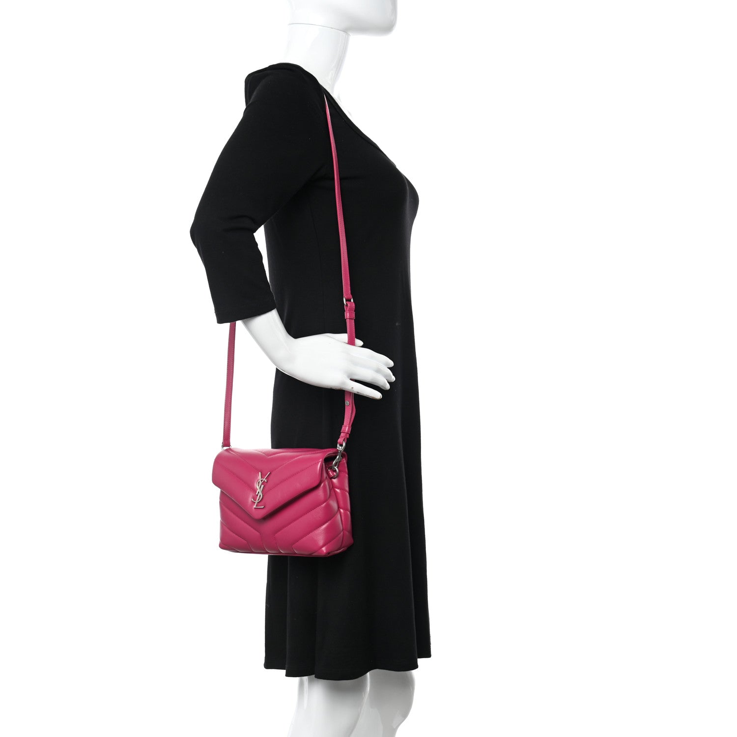 Saint Laurent Calfskin Y Quilted Monogram Toy Loulou Crossbody Bag Freesia 2 of 10
