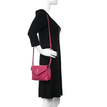 Saint Laurent Calfskin Y Quilted Monogram Toy Loulou Crossbody Bag Freesia 2 of 10