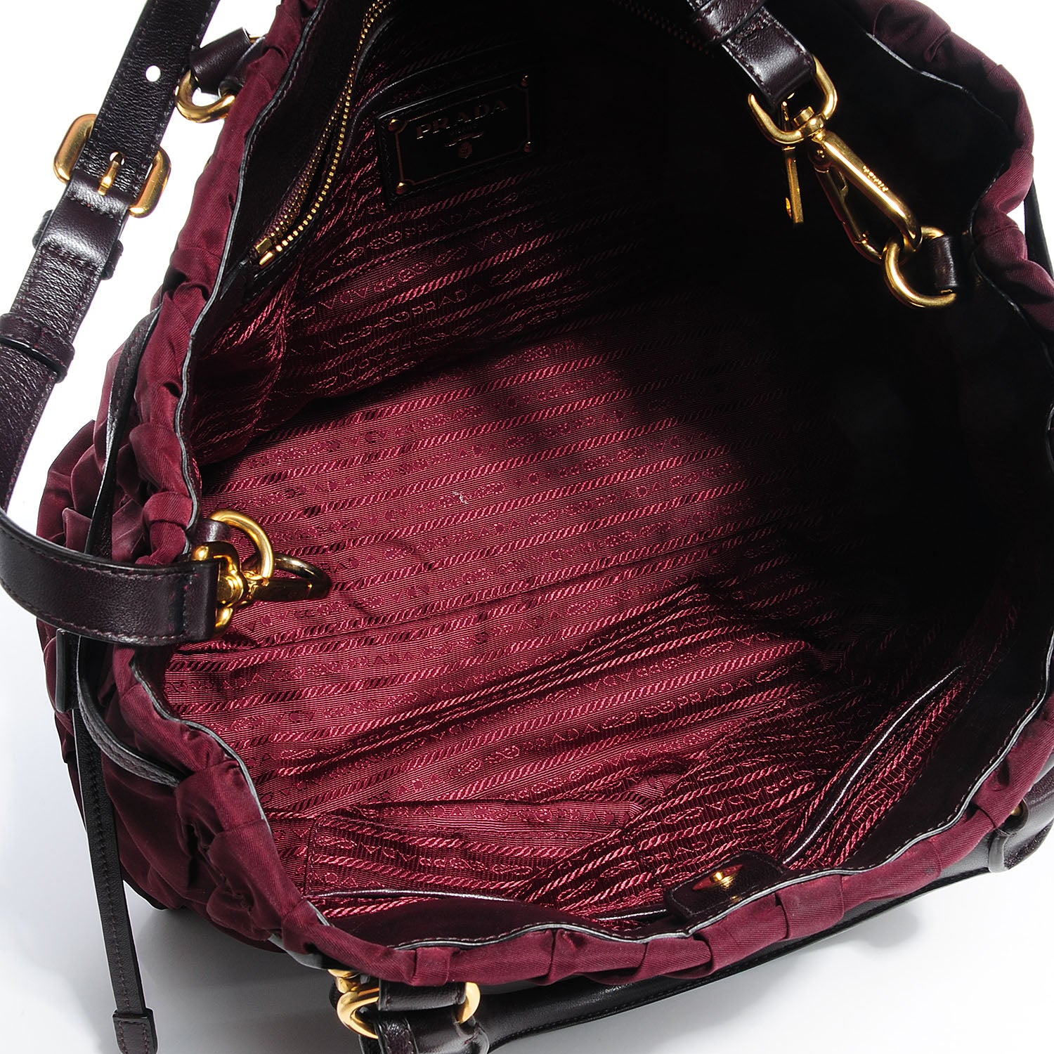 Prada Tessuto Nylon Gaufre Tote Bordeaux 6 of 11