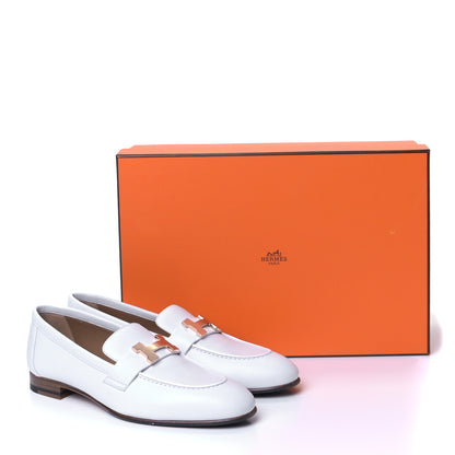 Hermes Calfskin Womens Paris Loafers 35 White 9 of 9