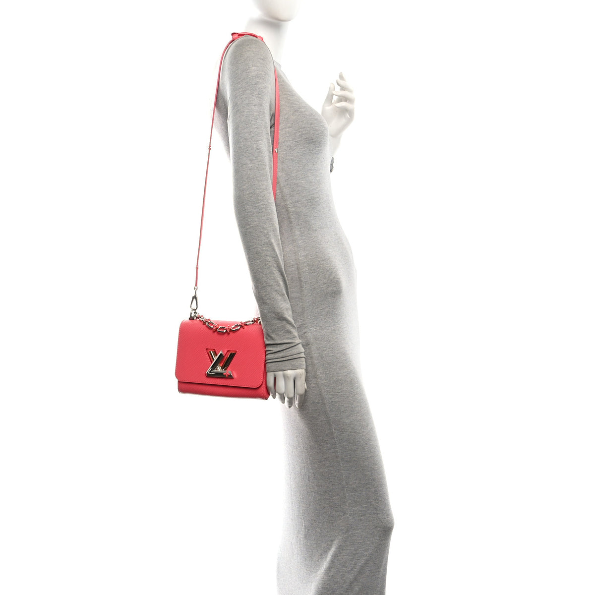 Epi Twist Monogram Flower Chain Shoulder Bag PM Coral