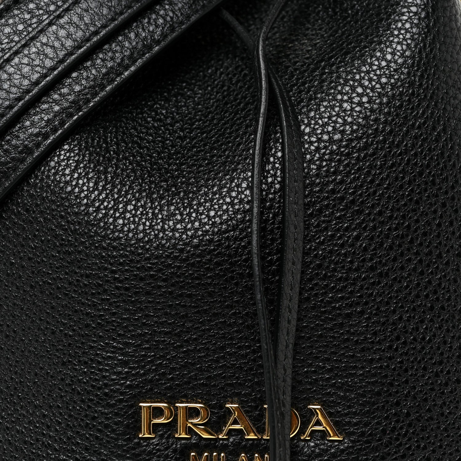 Prada Vitello Daino Drawstring Bucket Black 7 of 10
