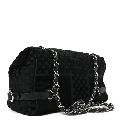 Chanel Velvet Checkered Flap Bag Black 3 of 10