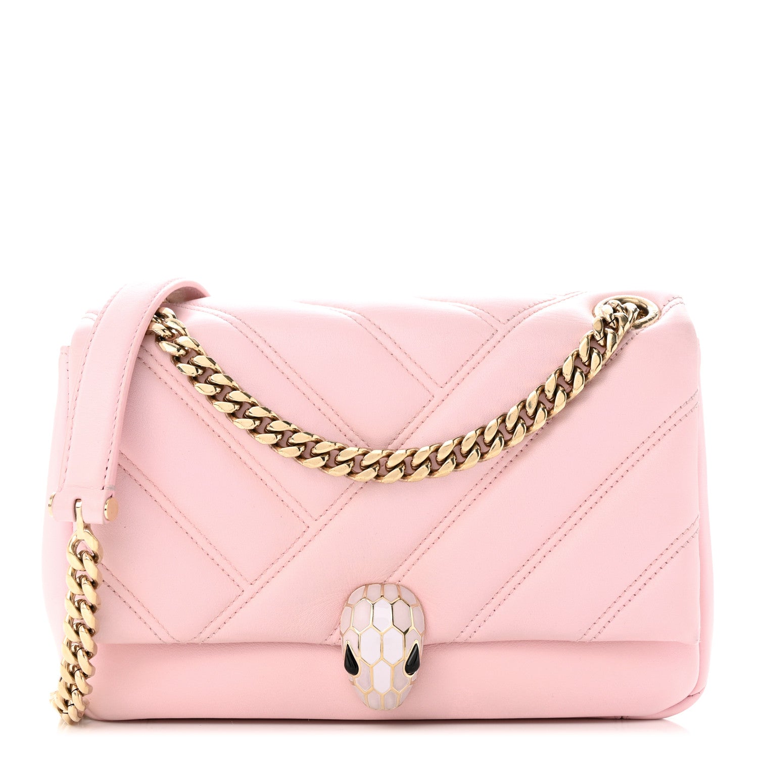Bulgari Calfskin Matelasse Small Serpenti Cabochon Shoulder Bag Pink 1 of 10