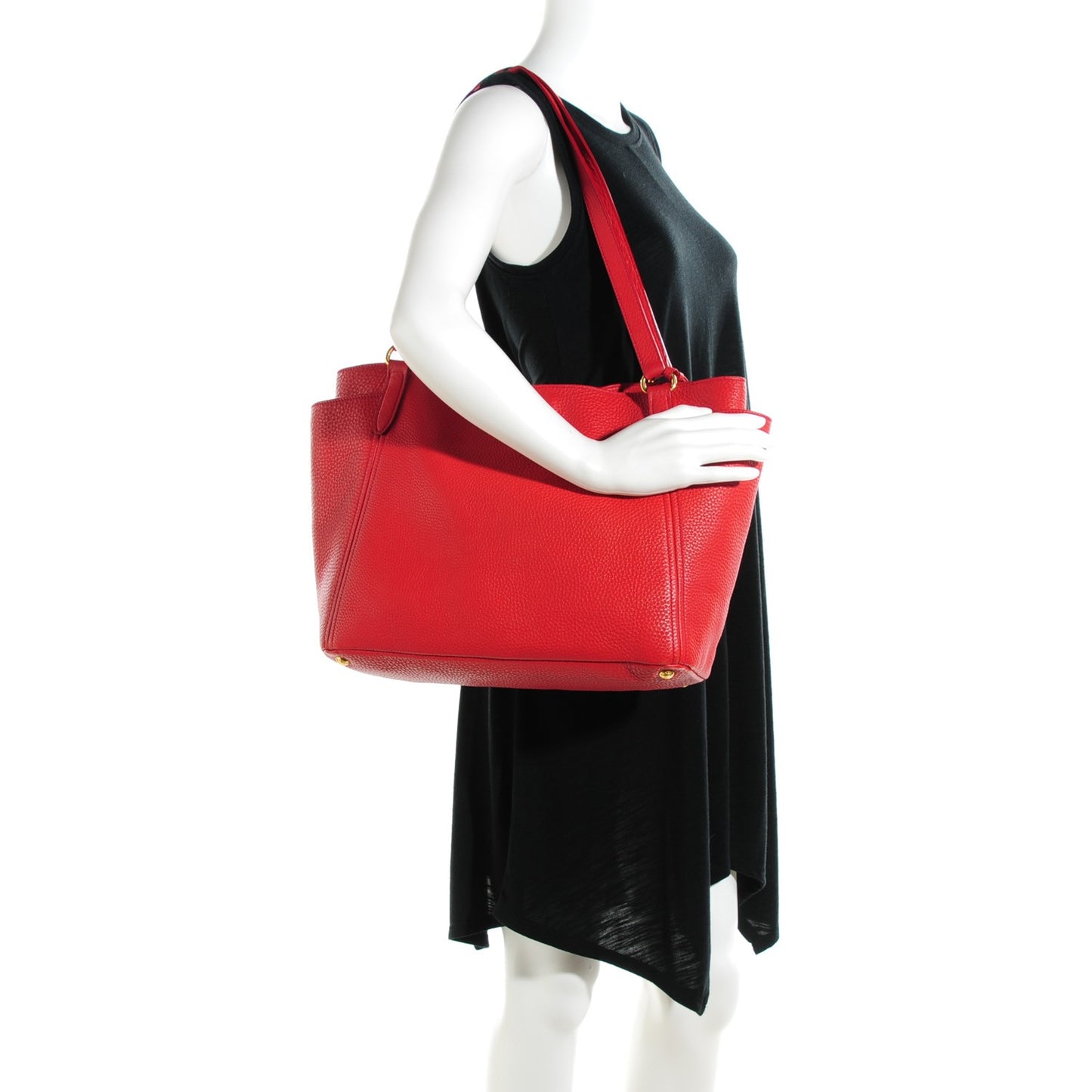Vitello Daino Side Pocket Tote Rosso