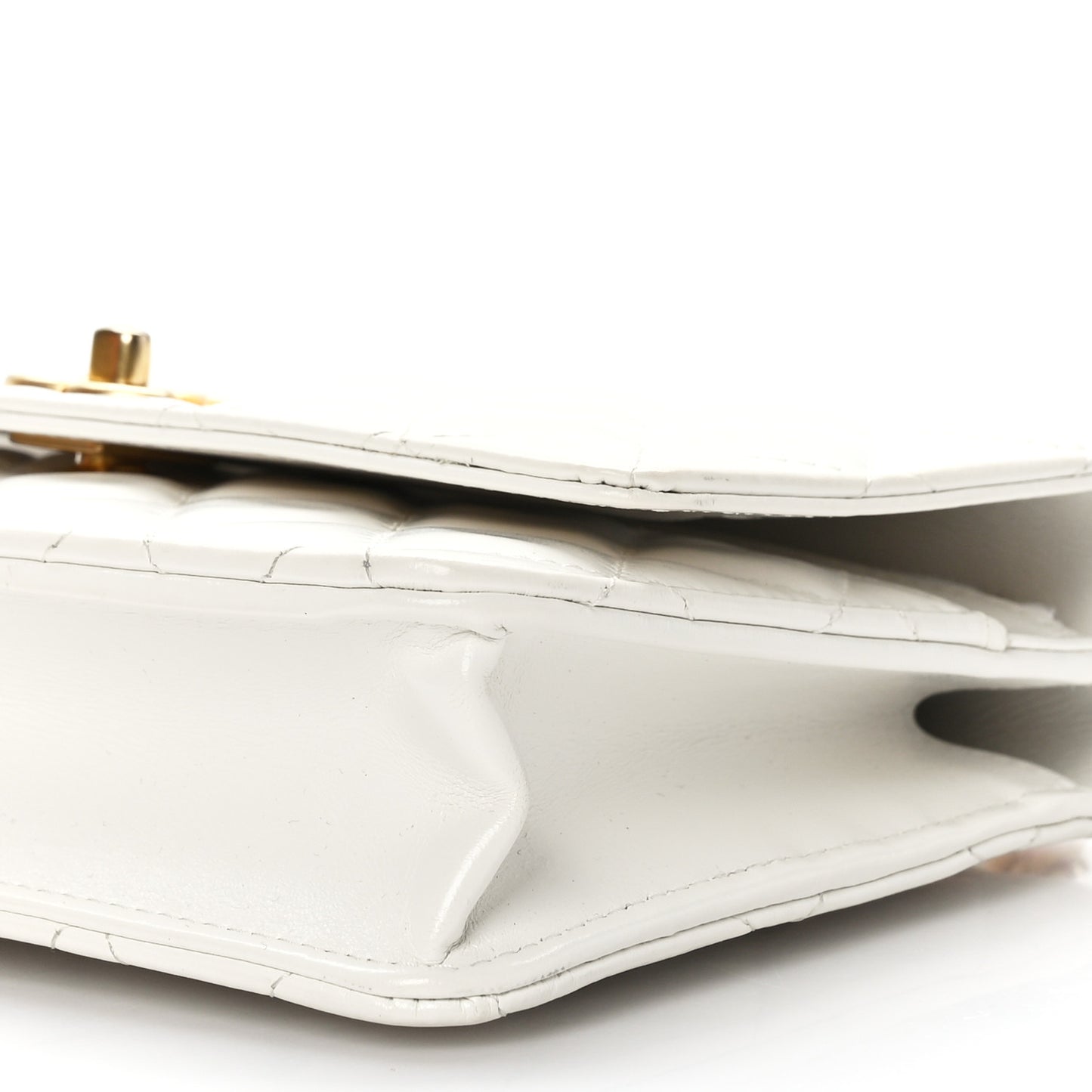 Shiny Calfskin Quilted Multicolor Top Handle Wallet On Chain WOC White