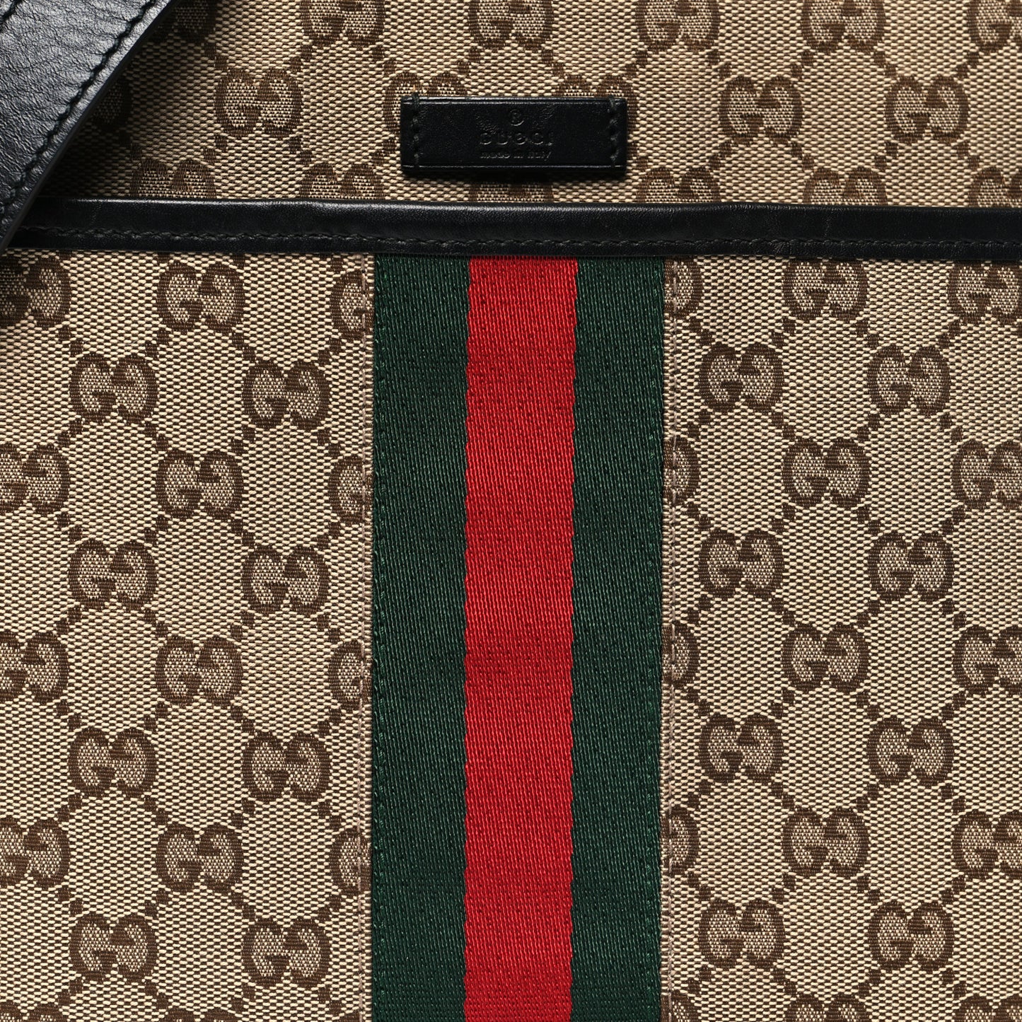 GG Monogram Web Flat Messenger Bag Black