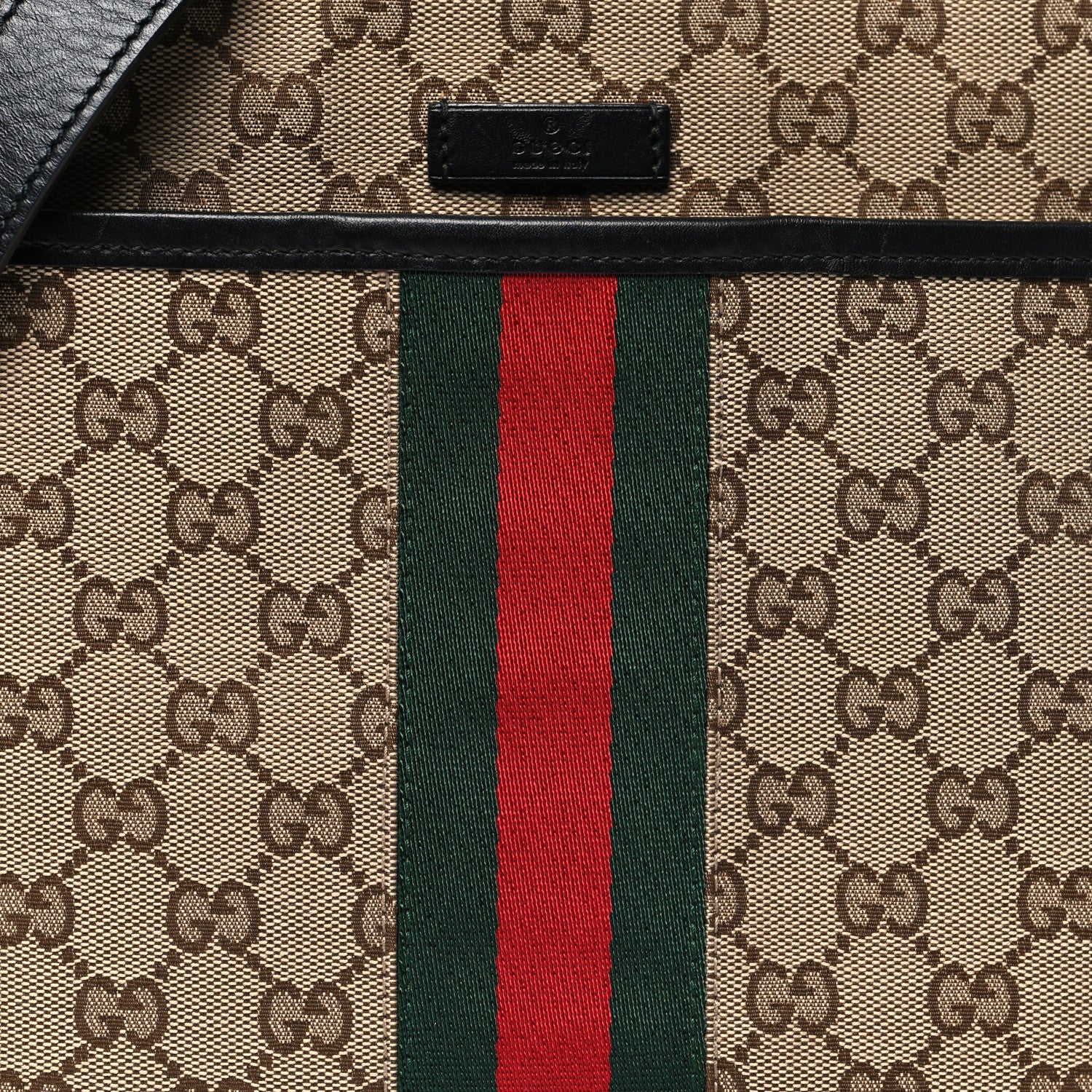 Gucci GG Monogram Web Flat Messenger Bag Black 10 of 12