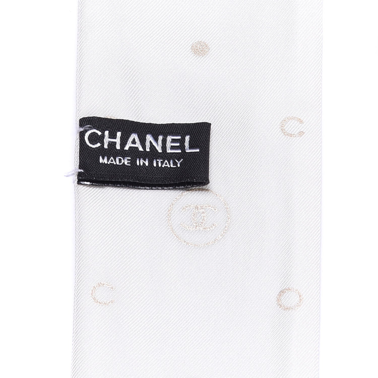 Chanel Silk CC Polka Dot Slim Bandeau Scarf Ecru Gold 3 of 3