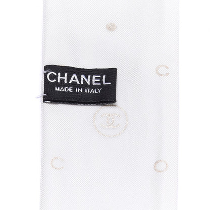 Chanel Silk CC Polka Dot Slim Bandeau Scarf Ecru Gold 3 of 3