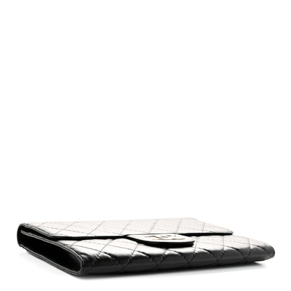 Chanel Shiny Crumpled Calfskin Quilted Large Clutch Black 4 of 13
