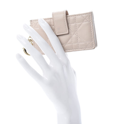 Christian Dior Lambskin Cannage Lady Dior 5-Gusset Card Holder Light Pink 2 of 11