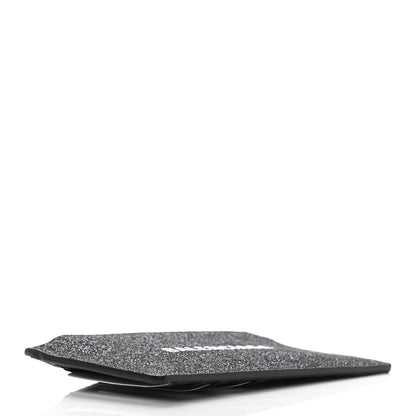 Balenciaga Glitter Sparkled Calfskin Logo Long Card Holder Black 4 of 6
