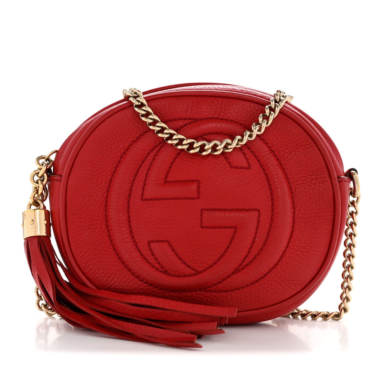 Gucci Pebbled Calfskin Mini Soho Chain Bag Tabasco Red 8 of 11