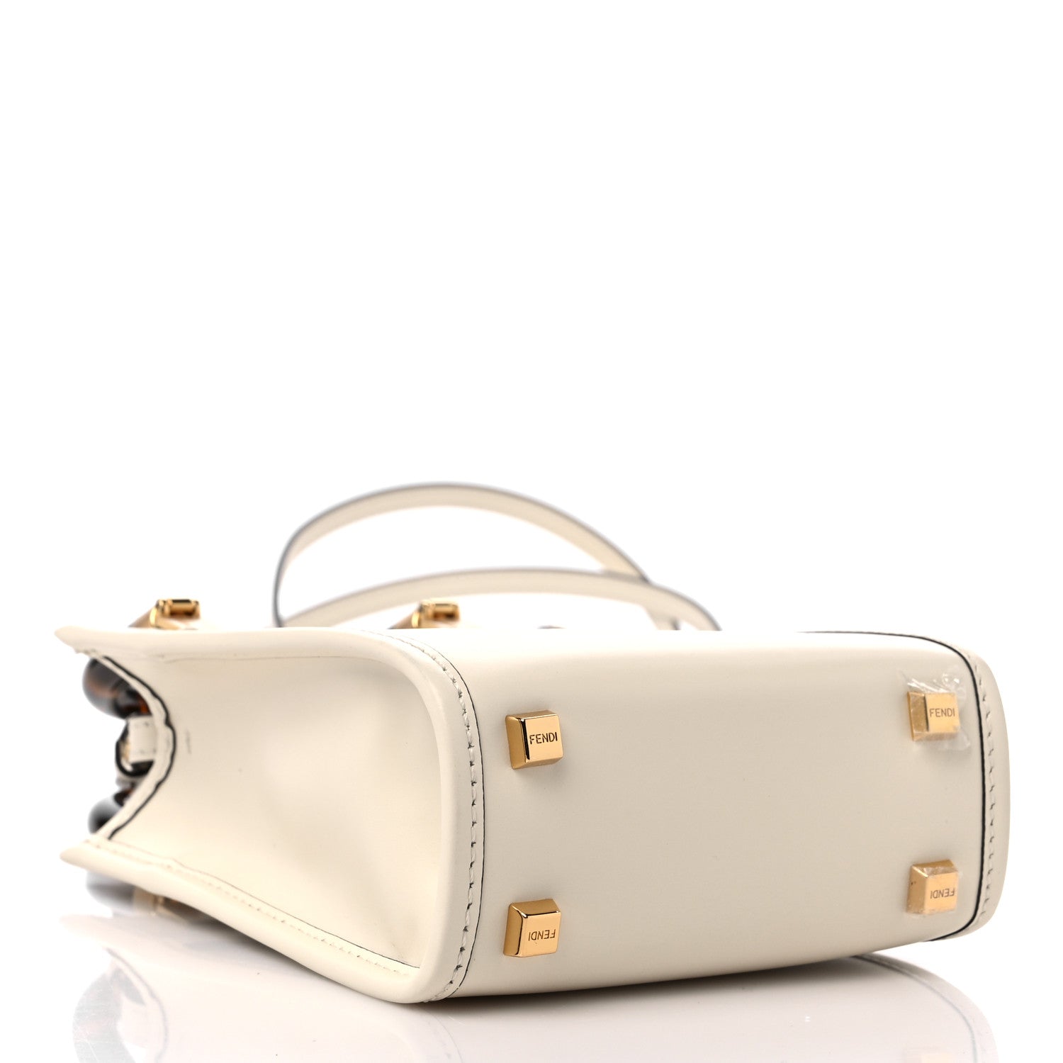 Fendi Vitello King Plexiglass Logo Embossed Mini Fendi Sunshine Shopper Tote White Ice 4 of 9