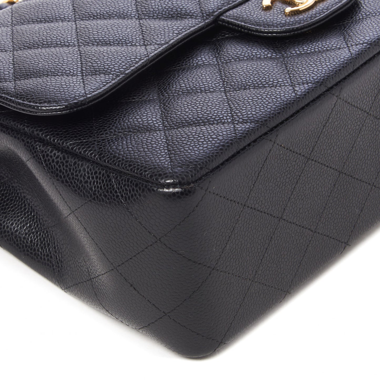 Caviar Quilted Jumbo Double Flap Black