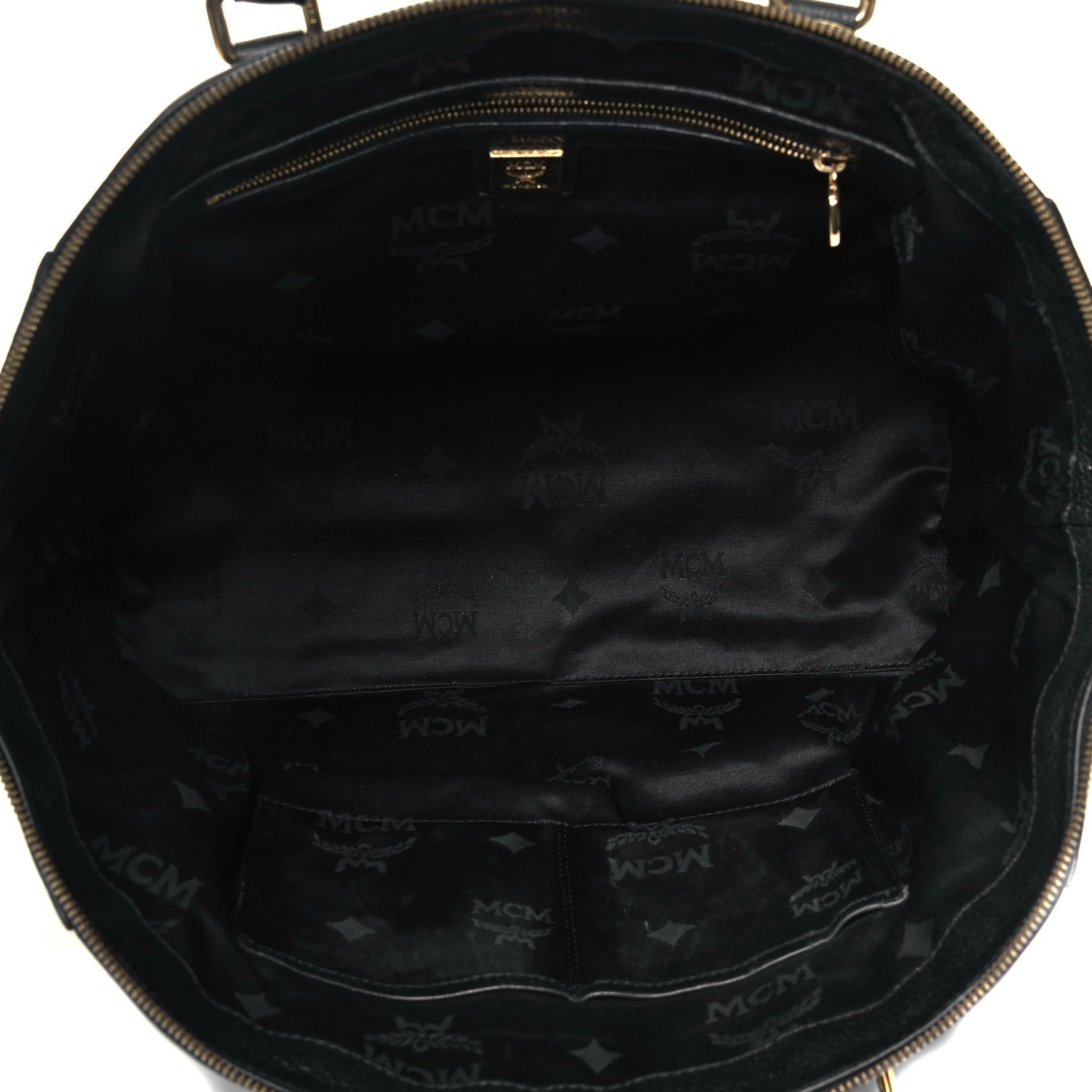 MCM Grained Calfskin Studded Satchel Black 7 of 9