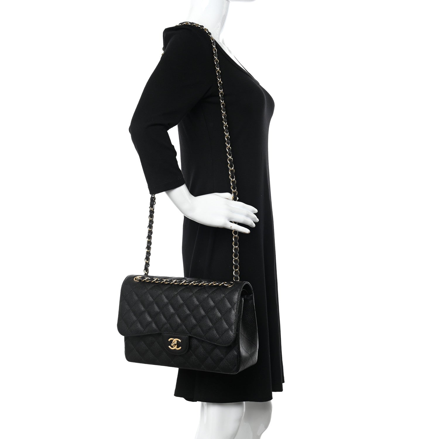 Chanel Caviar Quilted Jumbo Double Flap Black 2 of 13