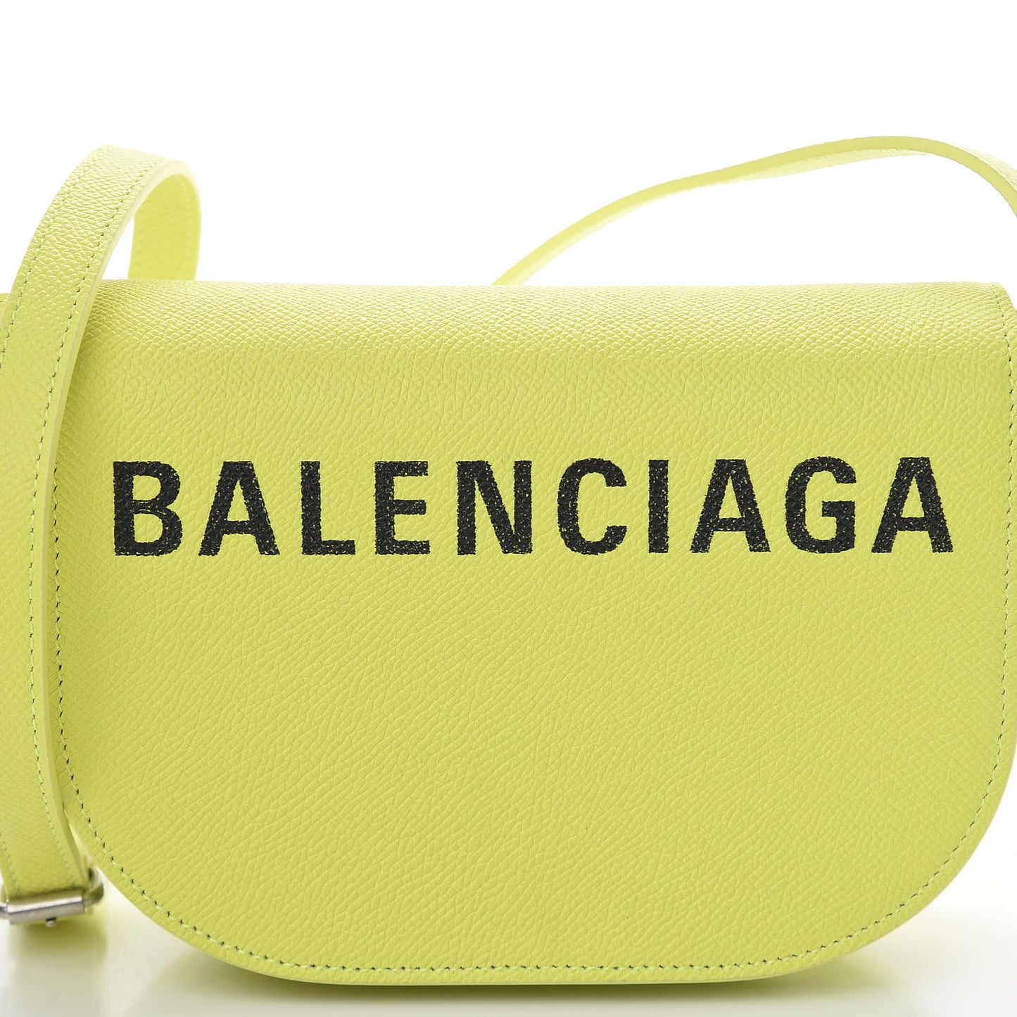 Grained Calfskin Logo Print Ville Day Bag XS Acid Green