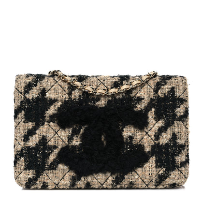 Chanel Tweed Shearling Quilted Chanel Wallet On Chain WOC Beige Black 1 of 11