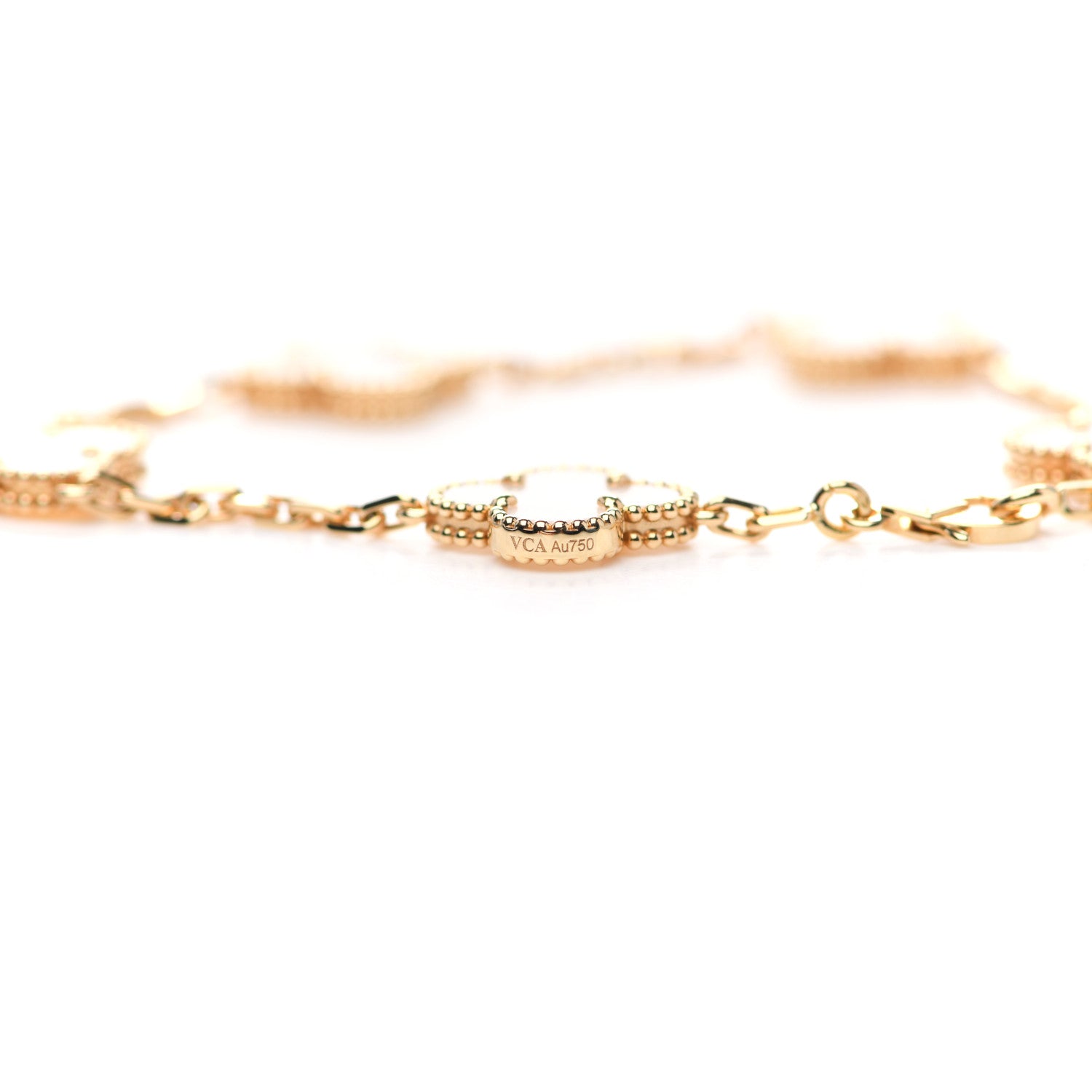 Van Cleef & Arpels 18K Yellow Gold Mother of Pearl 5 Motifs Vintage Alhambra Bracelet 4 of 5