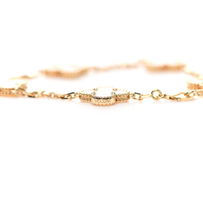 Van Cleef & Arpels 18K Yellow Gold Mother of Pearl 5 Motifs Vintage Alhambra Bracelet 4 of 5