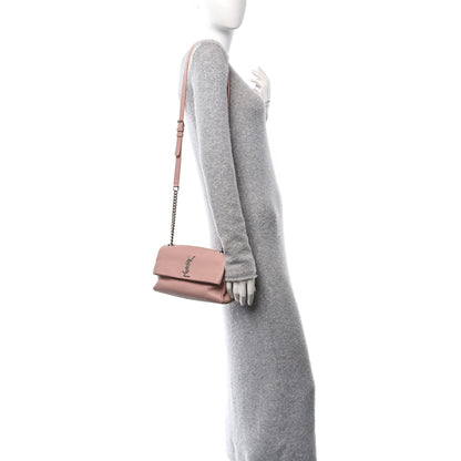 Saint Laurent Grain De Poudre Small West Hollywood Monogram Fold-Over Bag Pale Blush 2 of 9