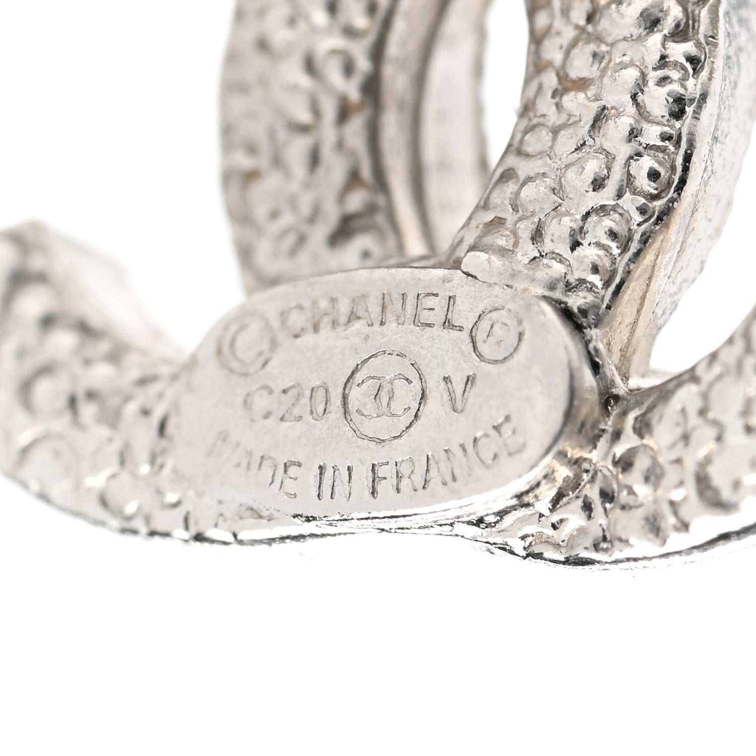Chanel Crystal Timeless CC Earrings Silver 4 of 5