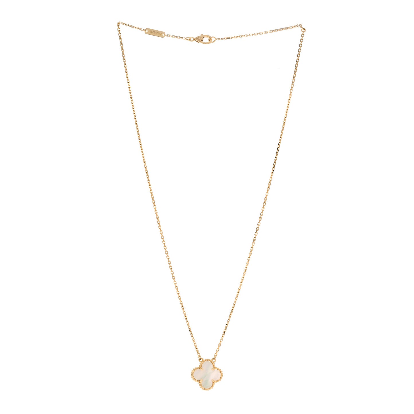 18K Yellow Gold Mother of Pearl Vintage Alhambra Pendant Necklace
