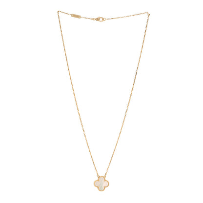 Van Cleef & Arpels 18K Yellow Gold Mother of Pearl Vintage Alhambra Pendant Necklace 2 of 5