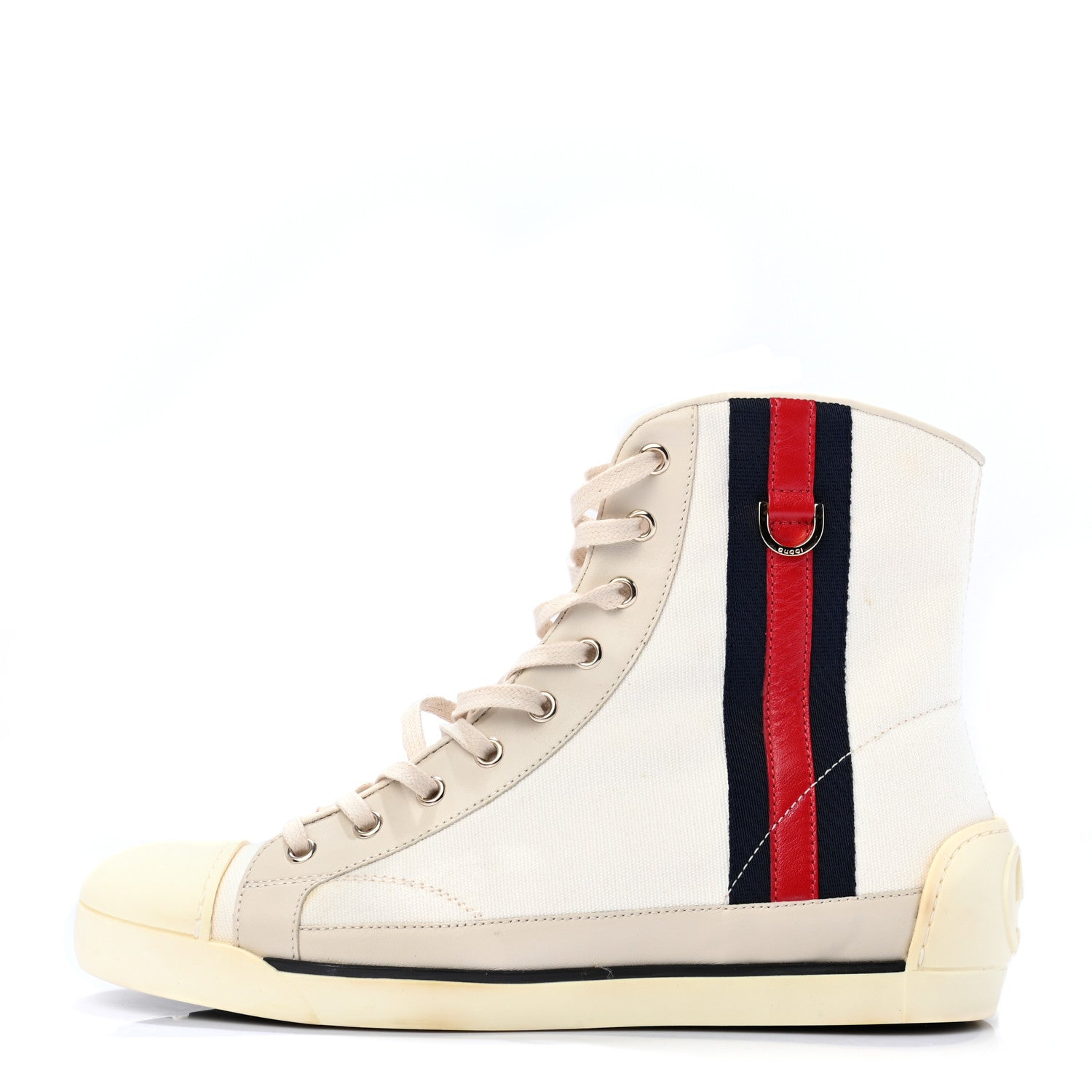 Gucci Calfskin Womens Web High Top Sneakers 38 White 1 of 9