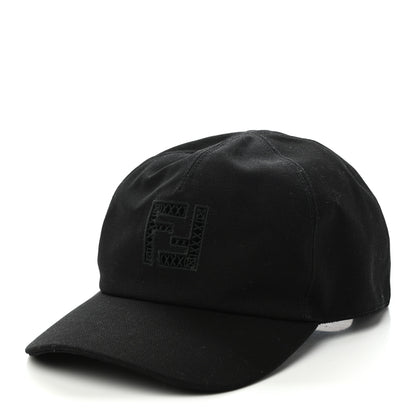 Fendi Cotton FF Ajour Embroidered Baseball Hat 58 Black 1 of 8