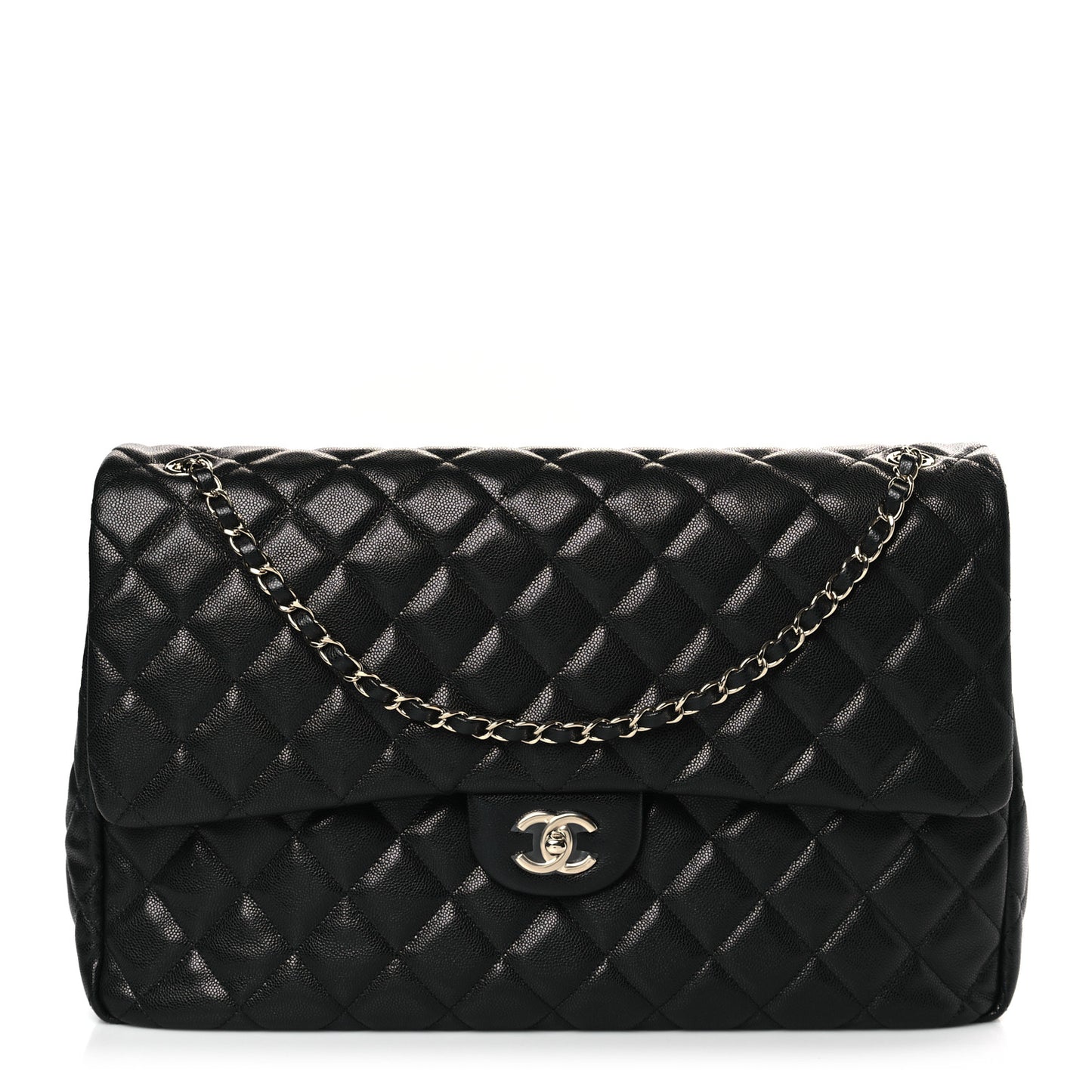 Caviar Quilted XXL Travel Flap Bag Black