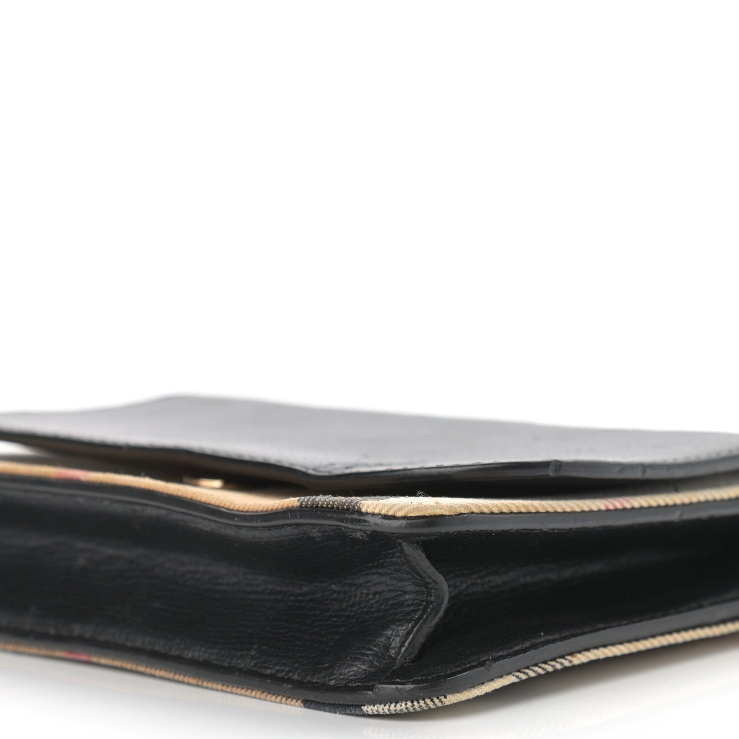 Burberry Derby Calfskin House Check Wallet On Chain Black 10 of 16
