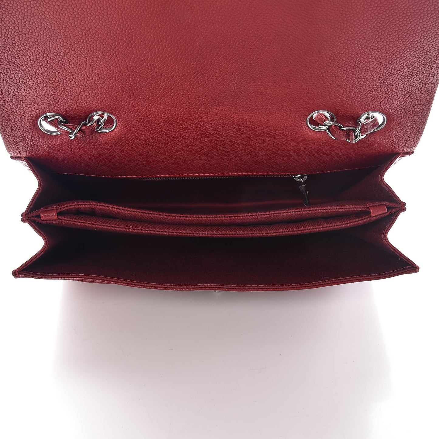Caviar Quilted Flap With Chain Red