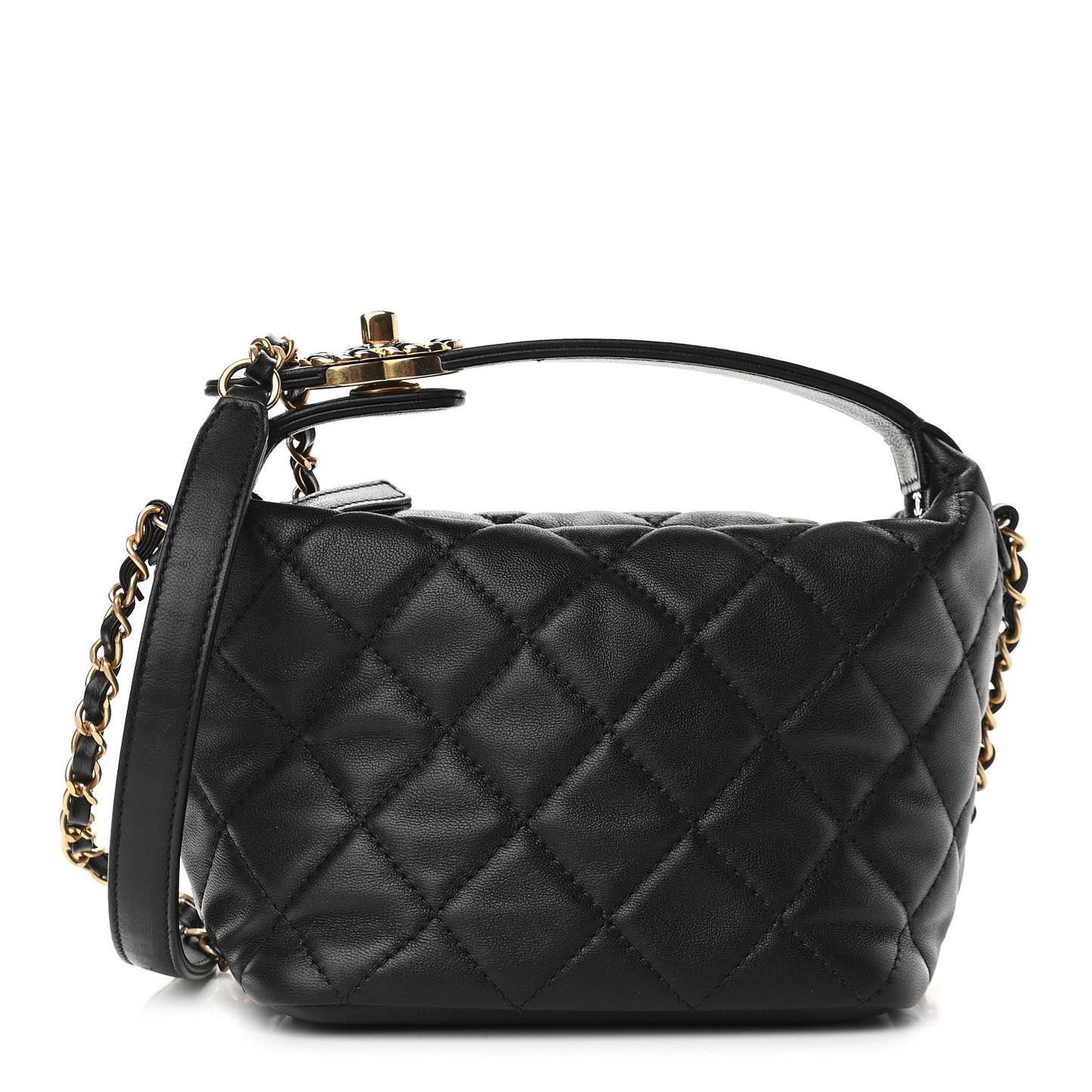 Lambskin Quilted Small Perfect Meeting Hobo Black