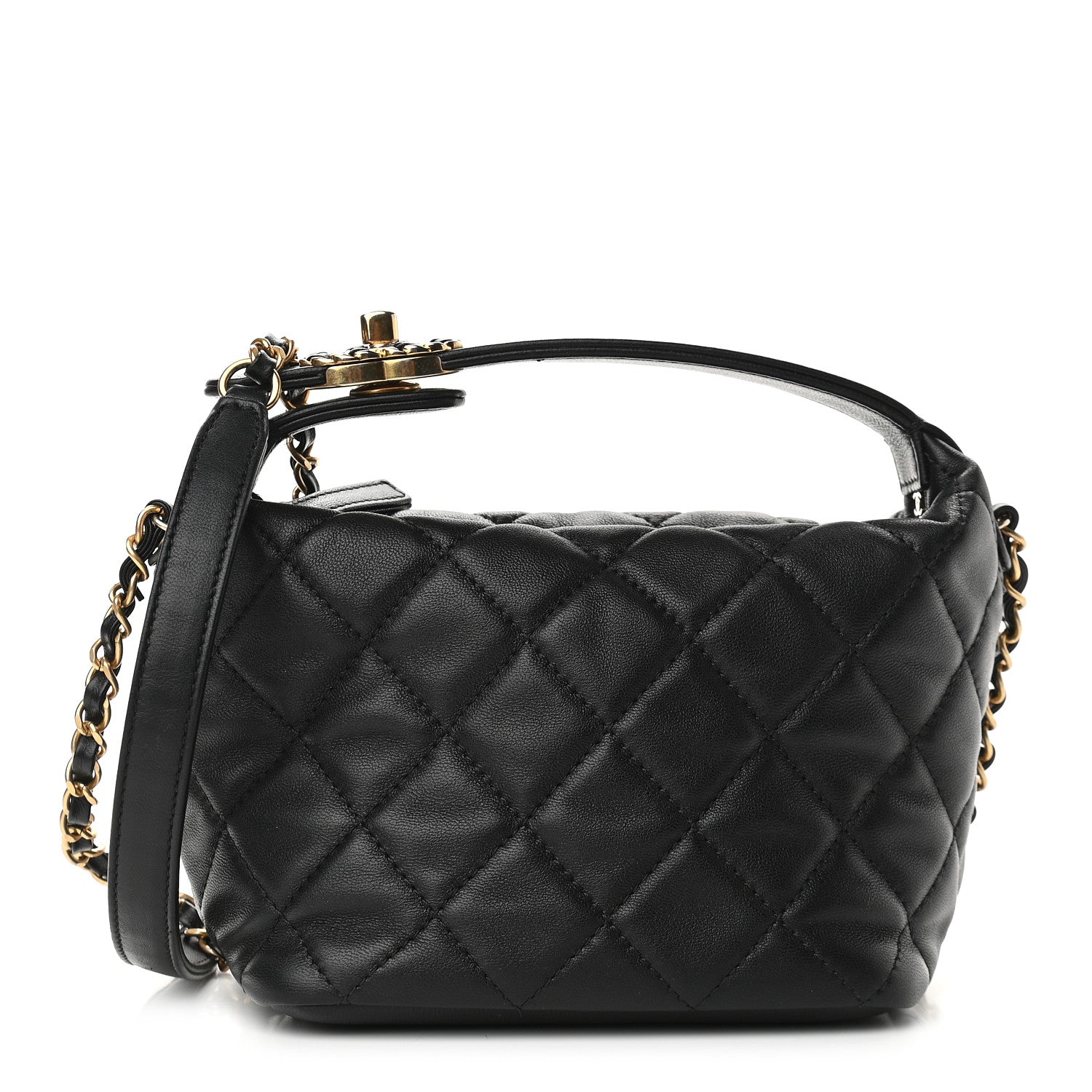 Chanel Lambskin Quilted Small Perfect Meeting Hobo Black 1 of 10