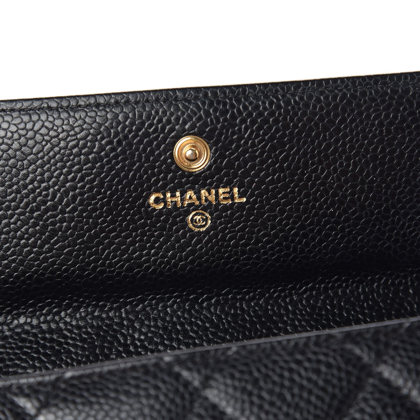 Caviar Quilted Large Gusset Flap Wallet Black