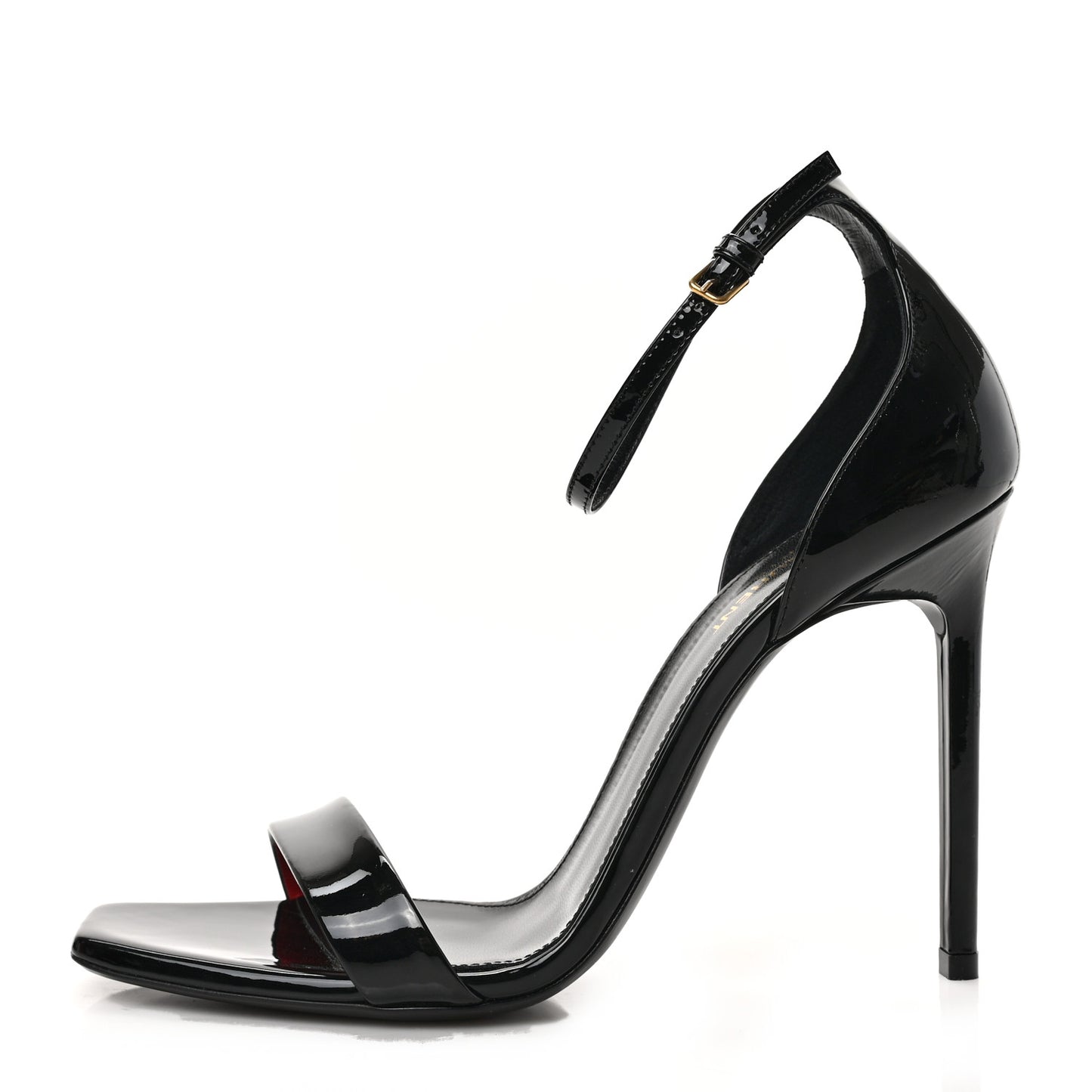 Patent Calfskin Amber 105 Ankle Strap Sandals 40 Black